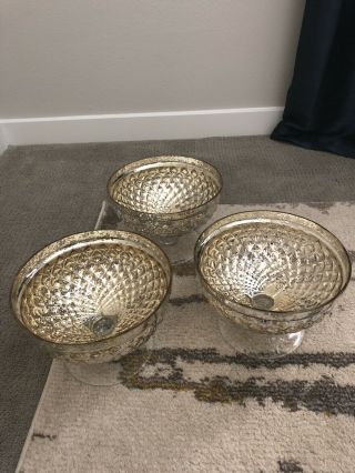3 Gold Mercury Glass Vase Bowls