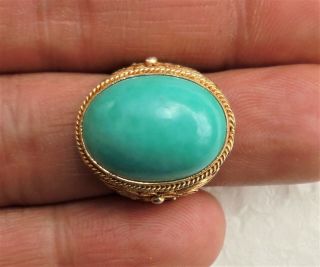 Cina (china) : Old Chinese Silver Filigree Turquoise Ring