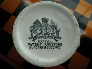 Antique Royal Patent Ironstone White 3 - 1/4 " Burgess & Goddard Mug British Marked