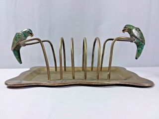 Vintage Emilia Castillo Toast Rack With Malachite Parrots Handles Mexico