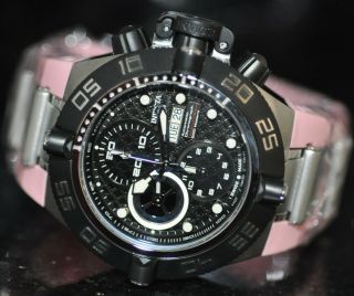 Invicta Mens Rare Subaqua Swiss Automatic Chrono Black Dial Pink Poly Watch 6521
