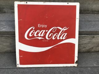 Vintage Metal 16.  5 " X 17 " Red White Enjoy Coca Cola Advertising Store - Front Sign