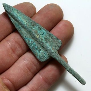 Intact Late Bronze Age Greek Bronze Long Shot Arrowhead Circa 1500 - 1000 Bc