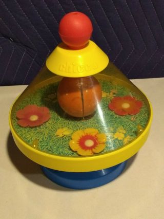 Vintage Chicco Spinning Top Flower/bumblebee Baby Chime Toy Made In The Usa