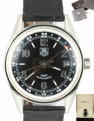 Tag Heuer Carrera Gmt Vintage 1964 Re - Edition Automatic Black Leather Wv2113