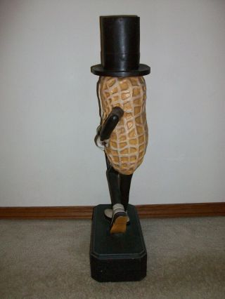 Rare Large Wood Planters Peanuts Mr Peanut Statue Figure Figurine 27 Inches Tall 10
