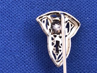 Vintage 14K White Gold Art Deco Diamond and Sapphire Stick Pin 5