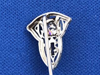 Vintage 14K White Gold Art Deco Diamond and Sapphire Stick Pin 6