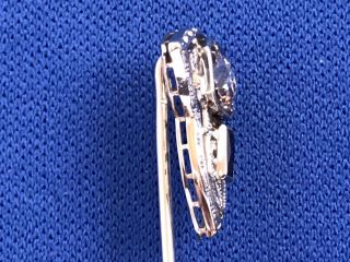 Vintage 14K White Gold Art Deco Diamond and Sapphire Stick Pin 7