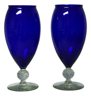 Extremely Rare Morgantown Cobalt Ritz Blue Golf Ball 78 Lancaster 10 1/2 " Vases