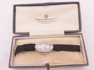 Platinum Diamond Cocktail Wristwatch Boxed,  Art Deco Period