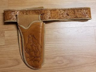 Vintage Holster Toy Brown Leather Belt