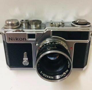 Vintage 1957 Nikon Rangefinder Camera Nippon Kogaku Nikkor - S 1:1.  4 F=5cm W/case