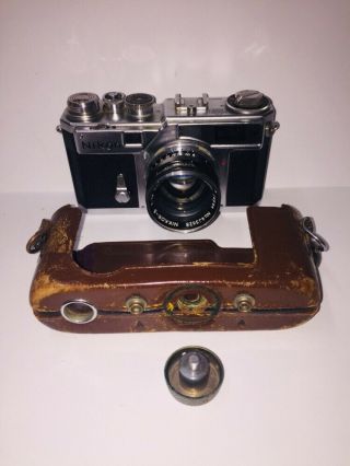 Vintage 1957 Nikon Rangefinder Camera Nippon Kogaku Nikkor - S 1:1.  4 f=5cm w/Case 2