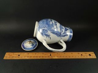 Antique Chinese Export Porcelain Blue White Milk Jug European Dogs Hunting 1750 3