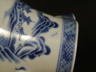 Antique Chinese Export Porcelain Blue White Milk Jug European Dogs Hunting 1750 6