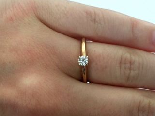 Vintage 14k Yellow Gold Round Shape Diamond Womans Engagement Ring Sz 6
