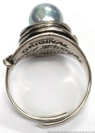 Rebajes Antique Arts Crafts Hand Wrought Sterling Silver Cultured Pearl Ring 7