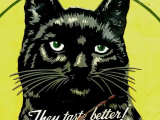 RARE 1940 ' s BLACK CAT CIGARETTES EMBOSSED TIN SIGN CANADA ST - THOMAS METAL SIGNS 4