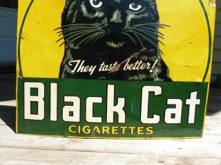 RARE 1940 ' s BLACK CAT CIGARETTES EMBOSSED TIN SIGN CANADA ST - THOMAS METAL SIGNS 6