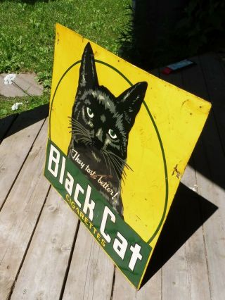 RARE 1940 ' s BLACK CAT CIGARETTES EMBOSSED TIN SIGN CANADA ST - THOMAS METAL SIGNS 8