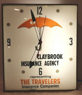 Vintage Travelers Insurance Advertising Vintage Clock Electric P.  A.  M.