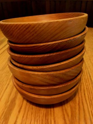 Vintage Hand Turned Wooden Bowl Set Of (7)