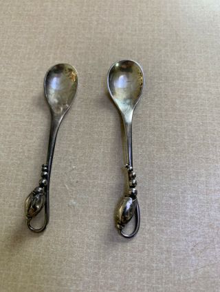 Rare Sterling Silver Georg Jensen Denmark,  Salt Spoons Blossom (2) $100.  00 Each