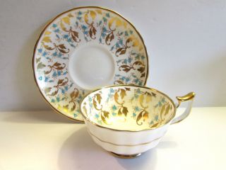 Royal Chelsea Cup & Saucer Bluebell Flower Heavy Gold Trim English Bone China5