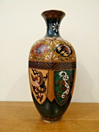 Antique Japanese Meiji Cloisonne Vase Dragons & Phoenix