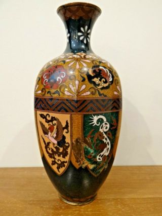 Antique Japanese Meiji Cloisonne Vase Dragons & Phoenix 3