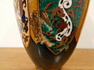 Antique Japanese Meiji Cloisonne Vase Dragons & Phoenix 4