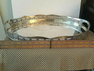 Vintage/antique Sheffield Made In England Silver Plate Serpentine Gallery Tray