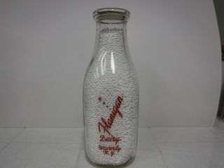 Vintage 1qt Flanigan Dairy Milk Bottle,  Waverly Ny