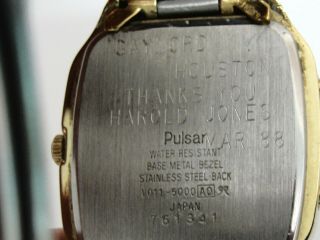Vtg.  Pulsar Dual Analog Digital Quartz Watch V011 - 506A Goldtone 32MM Wokning NOS 3