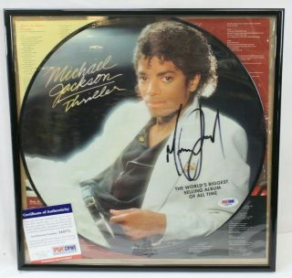 Rare Michael Jackson Signed " Thriller " Vinyl Record Album,  2008 Release,  Psa