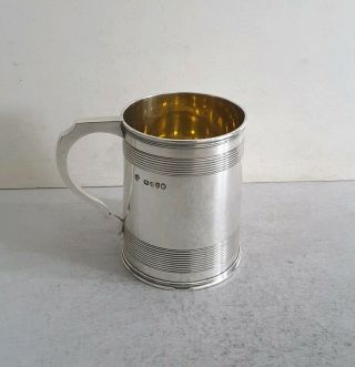Good,  Victorian Ant.  Solid Silver Georgian Style Mug/ Cup.  Ht.  9cms.  Lon.  1877.