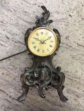 Antique Cast Iron Louis Xv 11” Tall Electric Clock For Mantle/shelf