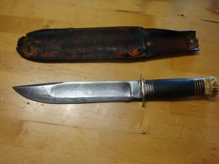 Vintage Marbles Fixed Blade Knife & Sheath,  Made In Gladstone,  Michigan