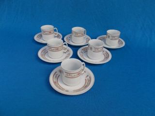 Vintage 6 Porcelain Demitasse Espresso Cup & Saucer Set Classic Set