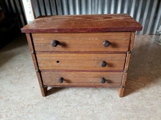 Antique Miniature Wooden Chest Of Drawers