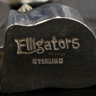 Sterling Silver ELLIGATORS Chris Bale Carved Cat Gemstone 7.  75 