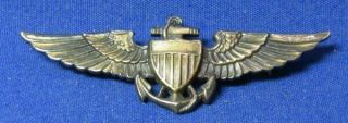 Wwii 1/20 10k Gold On Sterling Navy Naval Aviator Pilot 2 Inch Wings Badge