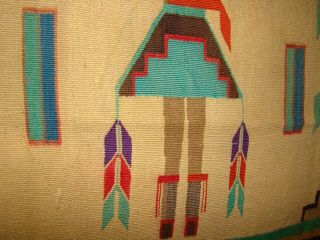 Antique Navajo Sandpainting Yei Rug Native American early Weaving 44X56 10