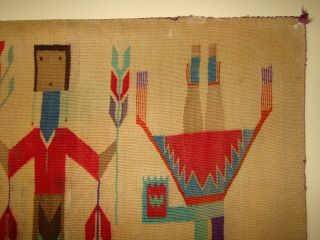 Antique Navajo Sandpainting Yei Rug Native American early Weaving 44X56 2