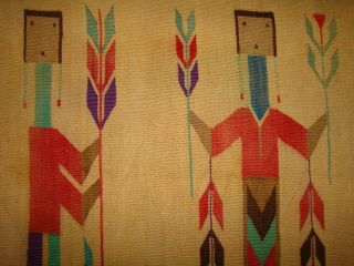 Antique Navajo Sandpainting Yei Rug Native American early Weaving 44X56 3