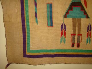 Antique Navajo Sandpainting Yei Rug Native American early Weaving 44X56 4
