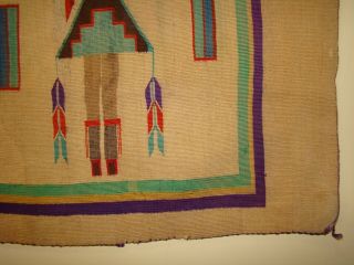 Antique Navajo Sandpainting Yei Rug Native American early Weaving 44X56 5