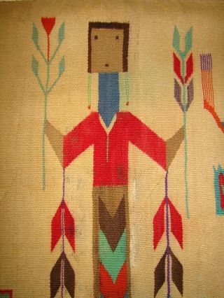 Antique Navajo Sandpainting Yei Rug Native American early Weaving 44X56 6