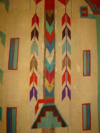 Antique Navajo Sandpainting Yei Rug Native American early Weaving 44X56 7